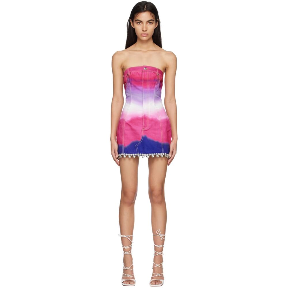 AREA Pink Ombre Denim Minidress